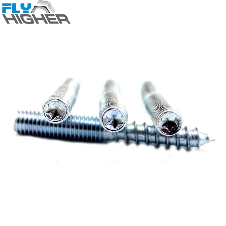 M10X70 double thread head wood screws for furniture staircase handrails 10pcs/box
