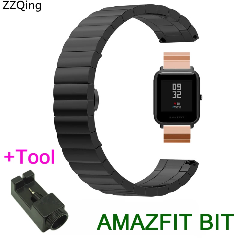 

For Xiaomi Huami Amazfit Bip BIT strap PACE Lite Youth Smart Watch BAND Metal Stainless steel Mi Fit Reflection bracelet ZZQing