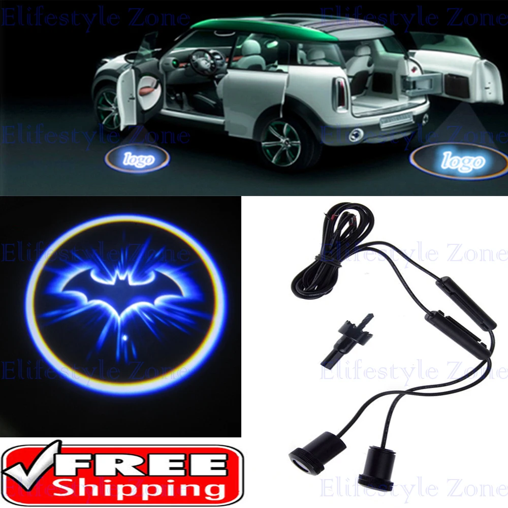 2 x Bat Logo Car LED Laser Logo Lights Door Ghost Shadow Projector Door Courtesy Lights