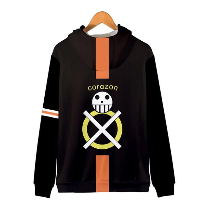 

Japan Anime Cosplay Costume One Piece Trafalgar Law 3D Printed Oversized Hoodie Men Hip Hop Streetwear Zipper Hooded Sweatshirt