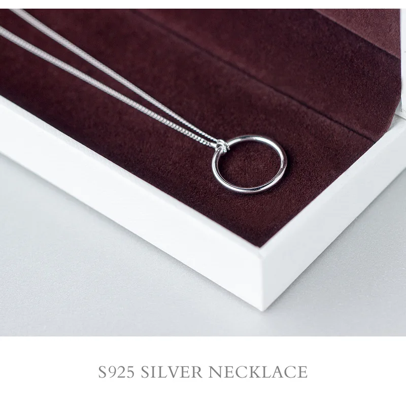 Реальный. Цепочка с подвеской из серебра 925 пробы 18 дюймов GTLX1015|circle pendant necklace|circle