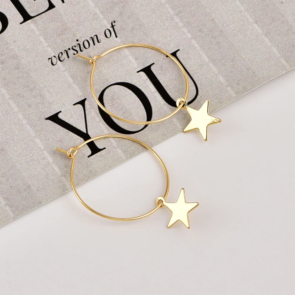 

Trendy Gold Color Small Star Hoop Earrings for Women 2018 Ear Piercing Huggie Earrings Simple Jewelry Bijoux Brincos