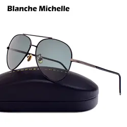 Blanche Мишель классический Пилот поляризованных солнцезащитных очков Для женщин UV400 Для мужчин солнцезащитных очков сплав зеленый объектив
