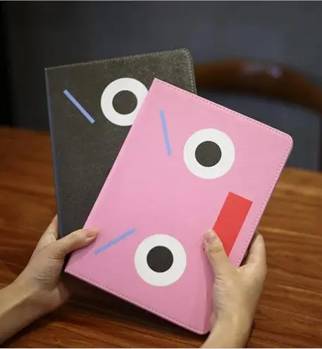 הגעה לניו cartoon folio case עבור אפל Ipad אוויר 1 Ipad5, עור PU & חומר מחשב ספר funda קאפה IpadA1474 A1475 חכם כיסוי