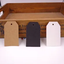 100 шт Закладка ручной работы трапециевидная упаковочная черно-белая крафт-бумага пустые подарочные ярлыки крафт бумажный ценник Висячие бирки с пеньковой веревкой 4x7 см
