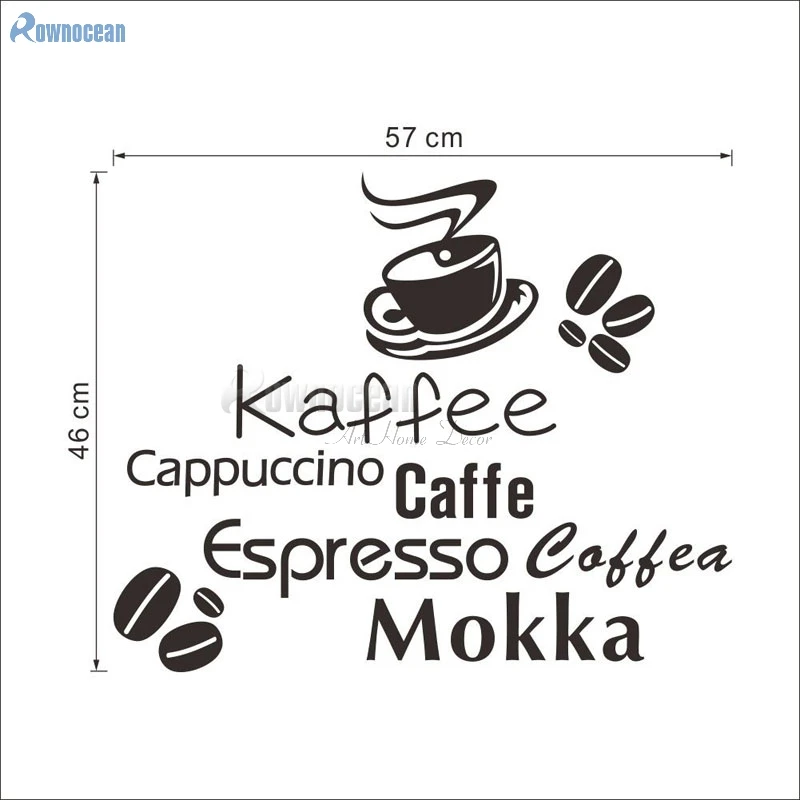 ROWNOCEAN Kaffee Coffee beans Home Decoration Kitchen Tile Wall Stickers Art English Quotes Cafe Vinyl Removable Mural D583 ROWNOCEAN Kaffee Coffee beans Home Decoration Kitchen Tile Wall Stickers Art English Quotes Cafe Vinyl Removable Mural D583