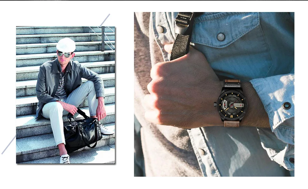 CURREN Мужские часы лучший бренд класса люкс водонепроницаемые часы из натуральной кожи ремешок бизнес наручные часы спортивные военные армейские мужские часы 8301