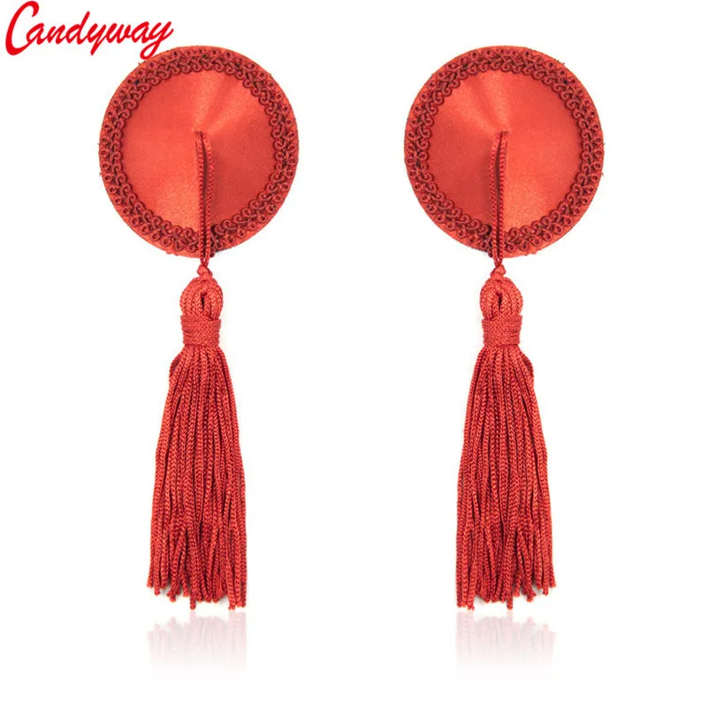 

Milk Paste Women Tassel Beautyful pattern Design Round Shape Paste Breast Bra Nipple Cover Adhesive erotic lingerie Stickers