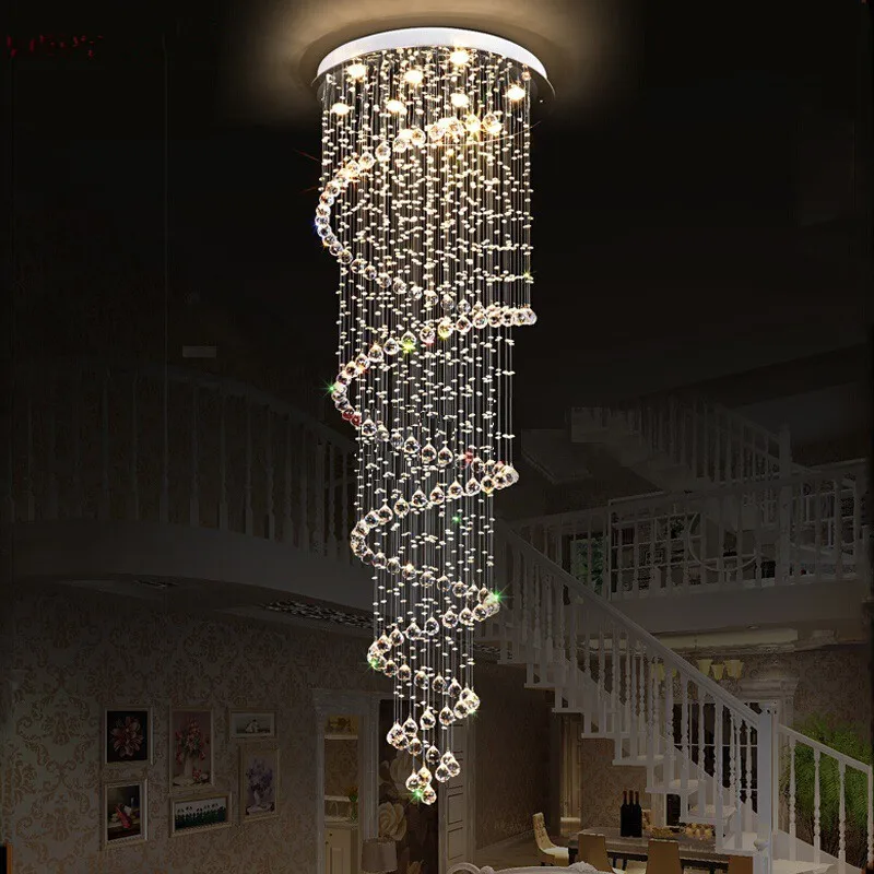 

Modern Creative Spiral Crystal Chandeliers Light Fashion Luxury Crystal Suspension Lamp for High-rise Stairway Home Lighting