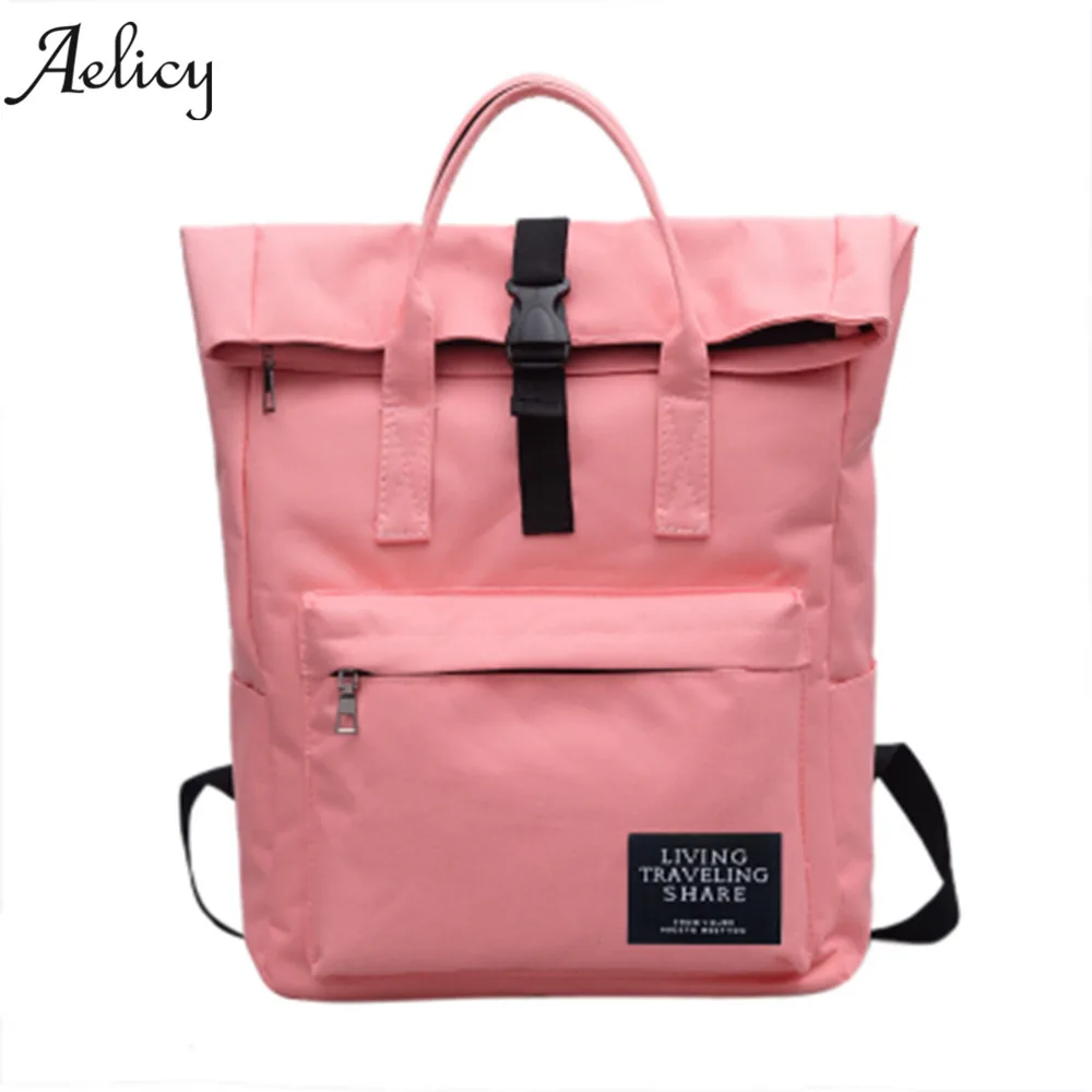

Aelicy Casual Backpack Candy Color Waterproof Backpack Male Teenage simple style women pu leather backpacks for teenage