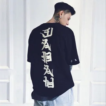

2019 Men Hip Hop T Shirt Tees Men Casual Fashion Slim Fit Kanji Print Short Sleeve Summer T-Shirts Streetwear Hombre