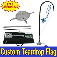 110cm*410cm Custom Flag Maker Single Side Printing Teardrop Banners Flags with Cross Water Bag Any Design Color Logo
