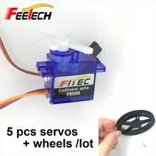 5 шт. Feetech FS90R Servo + Колесо 360 Градусов Непрерывное Вращение микро RC Горючего Servo с Колеса Для Автомобилей Boat Роботов Беспилотные Летательные Аппараты