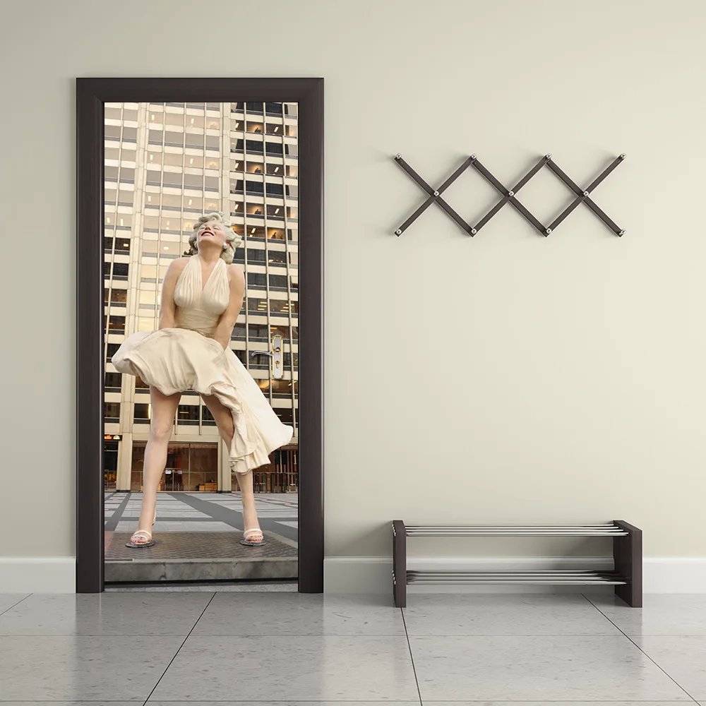 2 шт./компл. 3D двери наклейки человеческого тела Мэрилин Монро Искусство панно наклейка двери стены дома Спальня Декор в гостиную 38,5X200 см