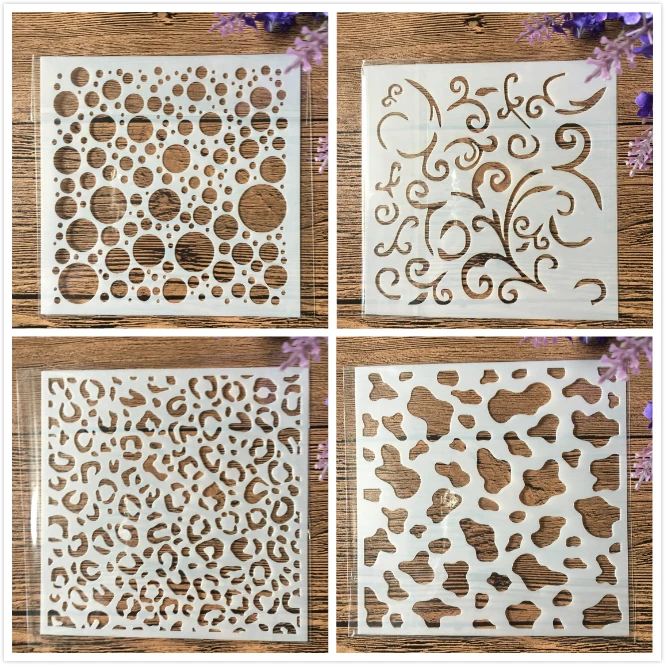 Hot 4Pcs/Set 13cm Bubble Texture DIY Craft Layering Stencils Wall Paint Scrapbook Stamp Embossing Album Decorative Card Template | Дом и сад