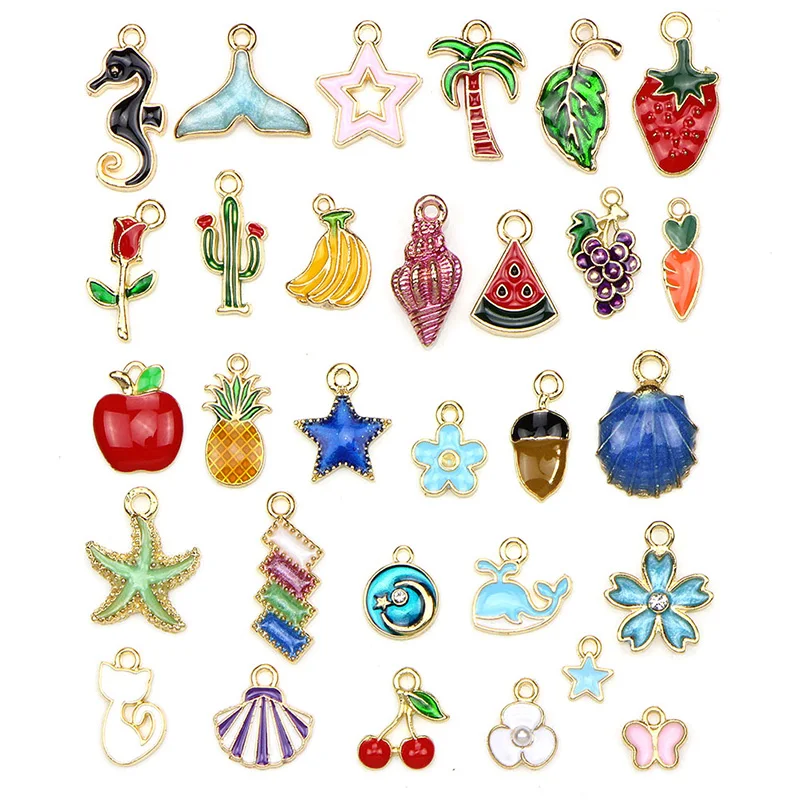 1pack Mix Gold Metal Enamel Charms For Earring Fashion Jewelry Making Charm And Pendants For Bracelet Dangle Assorted Mixed Lot - Окраска металла: 30pcs