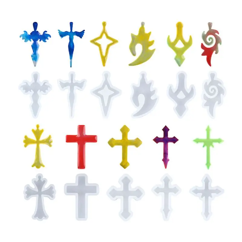 

10Pcs/Set Silicone Mold Mirror Cross DIY Cross Jewelry Pendant Making Tool Craft