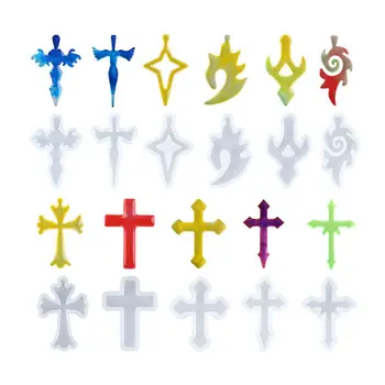 

10Pcs/Set Silicone Mold Mirror Cross DIY Cross Jewelry Pendant Making Tool Craft