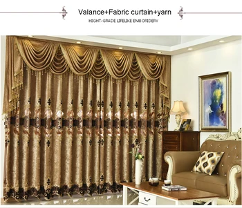 

Fashion Eco-friendly Luxury European style high quality embroidered brown cloth curtain/curtain tulles/yarns can customize