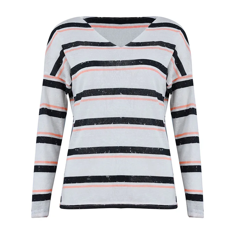 Qunndy Sexy V Neck Striped Knitted Sweater Women Pullover Hollow Out 2018 Winter Cashmere Ladies Sweaters Streetwear Jumper (8)