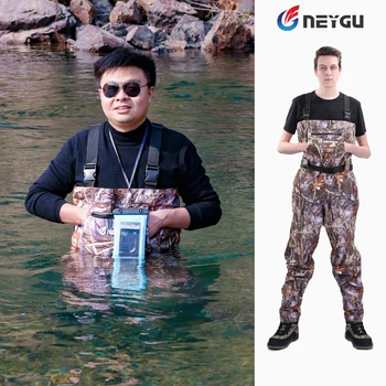 Outdoor Fly Fishing Stocking Foot wader, Leaf Camo Waterproof  Hunting Pants