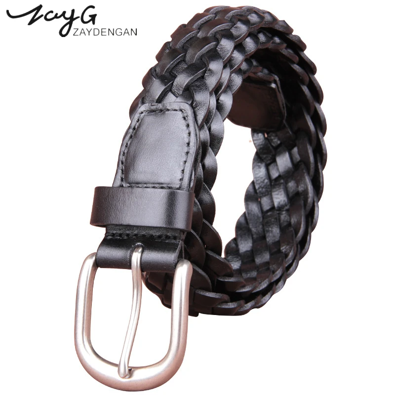 

ZAYG waist belts women Fashion Mens Belts luxury Braided Genuine Leather Straps Jeans Wide Girdle Male High Quality Casual Belt