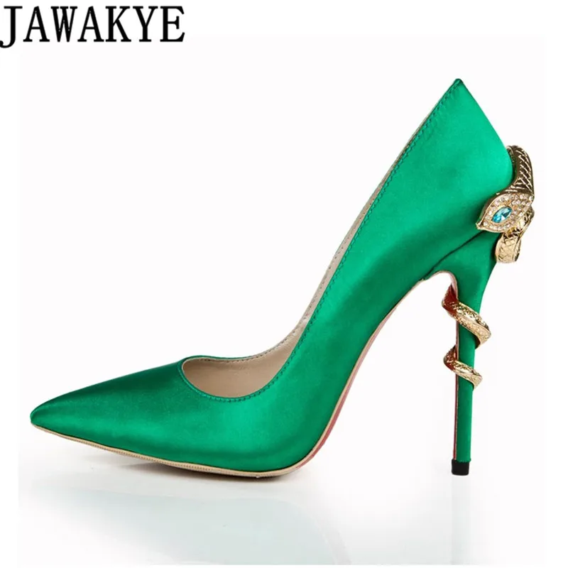 green and gold high heels