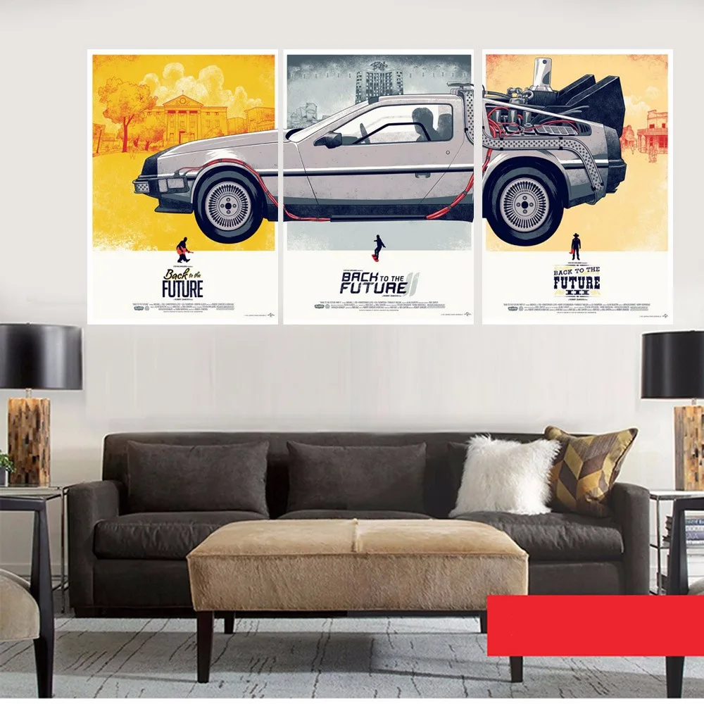 Back to the Future Vintage Movie Poster - Modern Pop Art Canvas Print - Framed Wall Decor for Home - Car Poster Picture image 3