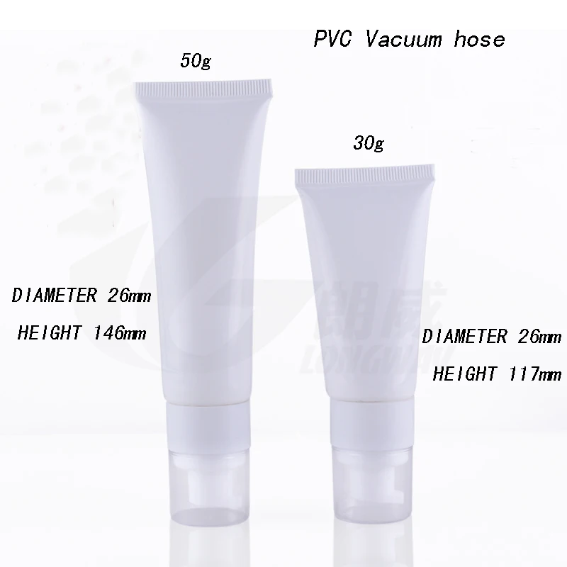 

50pcs/lot Capacity 30g 50g/ml high quality airless pump Empty Cosmetic Soft Tube Make Up Container with white color