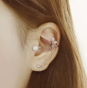 

2015 Korea new Crystal Rhinestone earrings delicate angel connection