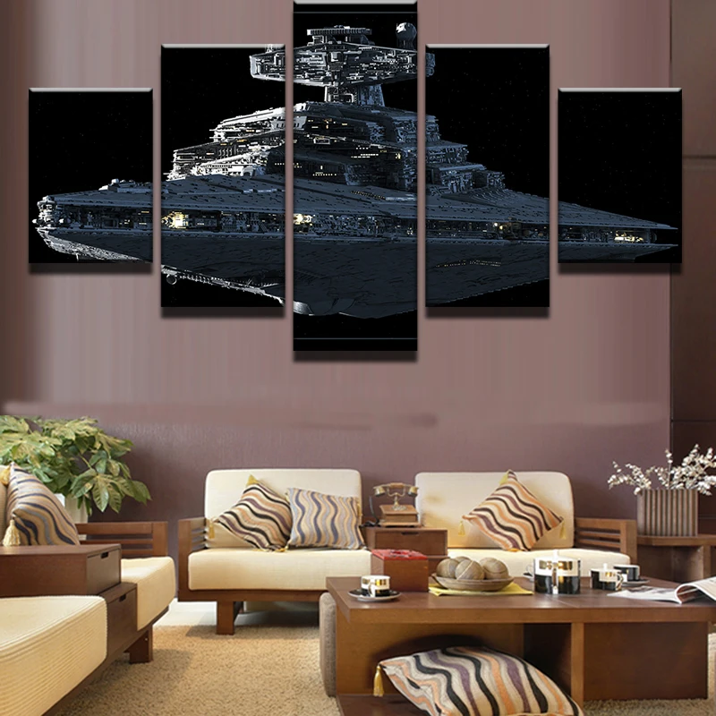 

5 PiecesSet Star Wars Imperial Battleship Star Destroyer Modern Home Wall Decor Canvas Picture Art HD Print Painting Canvas Art