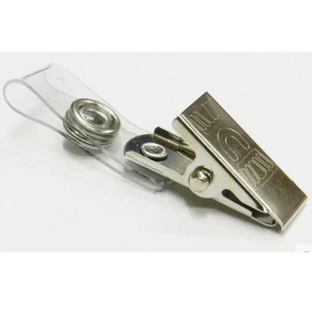 5 Pcs/lot Metal ID Card Holder Badge Clip with Transparent Straps Free