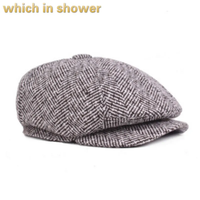 

which in shower warm winter duckbill cap casual striped beret for old men snapback sun hat grandpa flat cap wool peaked bonnet