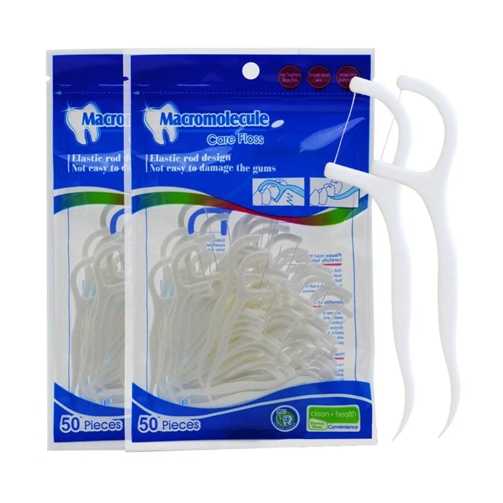 

100% food grade Macromolecule Material toothbrush dental floss stick dental cleaning care tool oral cleaning toothpick 50pcs/lot