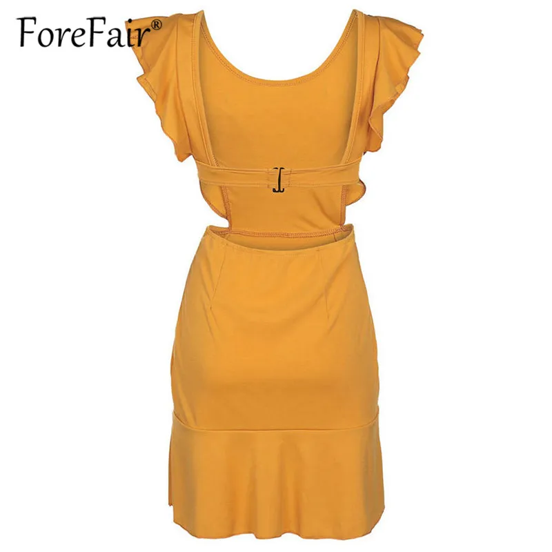 Forefair Sexy Backless Dress 2019 Women Summer Dresses Vestidos Ladies Sundress Sleeveless Ruffle Yellow black Tank Mini Dress (12)