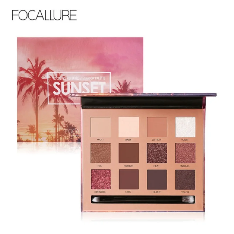 FOCALLURE 12Colors Eyeshadow Palette Glitter Shades High Pigment Eye Makeup Nude Eye Shadow Palette