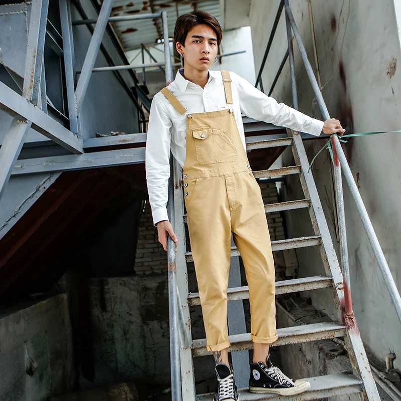 

2019 New Men's Casual Jumpsuit tide Korean version of the Self-cultivation Nine pants Men's Japanese Wild Suspenders Size XXXL