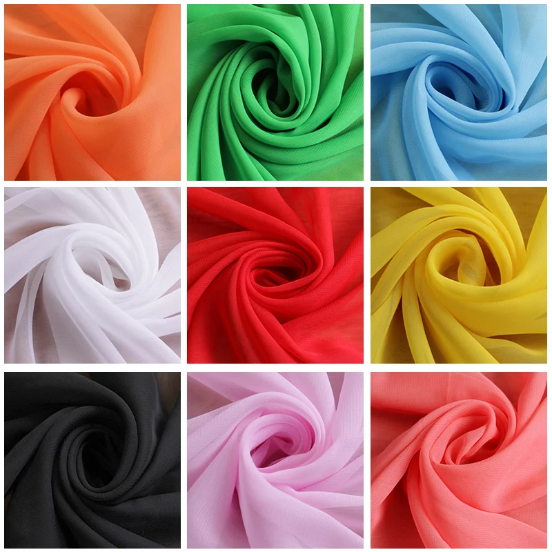 

1.5 Meter *1 Meter Chiffon Fabric Jorge Yarn Fabric solid color wedding Dress Skirt Lining Blouse Curtain Georgette cloth