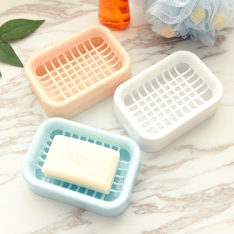 1pc Plastic Portable Soap Dish Plastic Bathroom Creative Double