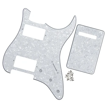

11 Holes Guitar Pickguard HH Back Plate Tremolo Spring Cover Screws for Standard FD Strat Style Guitar Parts ,White Pearl