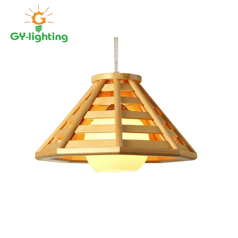 Vintage Cord Pendant Lights Wood Modern Style Geometry Wooden Pendant