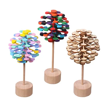 

Candice guo wooden toy wood block rotate gyrate tree office desktop decoration reduce pressure hand work baby birthday gift 1pc