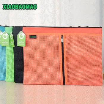 

5 size! Colorful Double Layer canvas Cloth Zipper Paper File Folder Book Pencil Pen File Case Document Bags