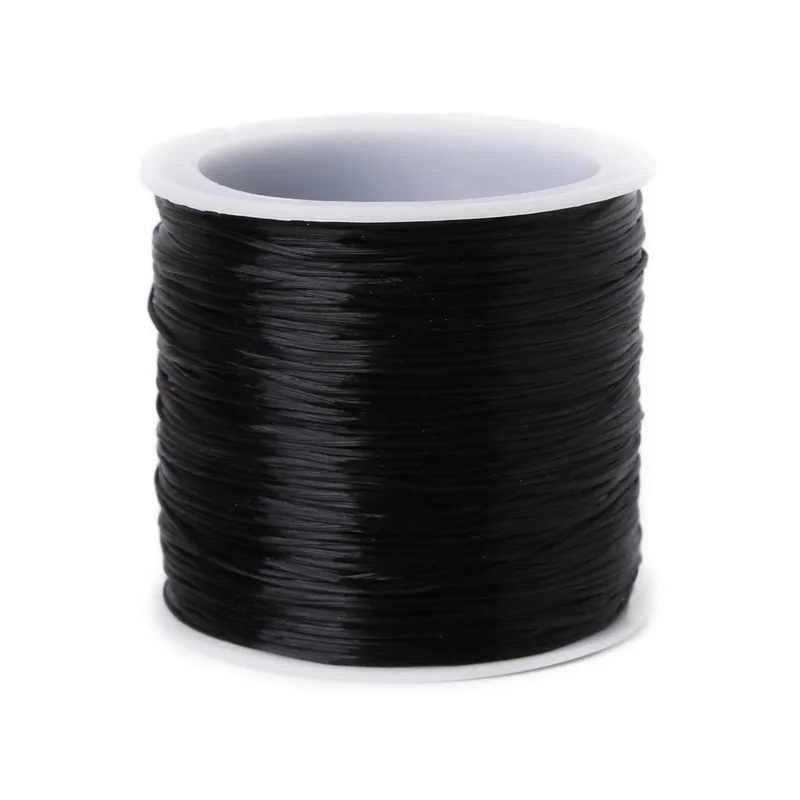 1 рулон/60 м 0,7 мм эластичная нить круглая кристаллическая линия нейлоновый резиновый эластичный шнур для изготовления украшений браслет из бисера 14 цветов - Цвет: Black