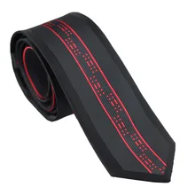 Coachella Галстуки черный с Королевский красный в полоску Панель Дизайн граничит галстук из микрофибры узкий галстук 6 см