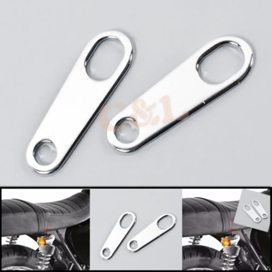 

ZORBYZ 2X Motorcycle Silver Rear Turn Signal Relocater Holder Shock Bracket For Old School Cafe Racer