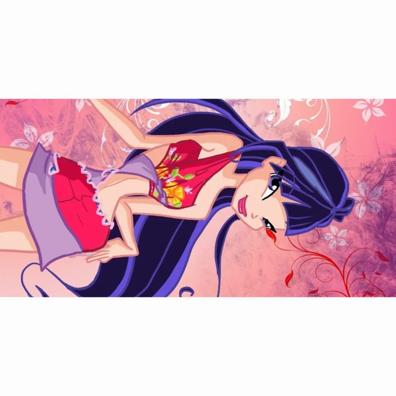 

Cartoon Winx Club Design Bath Towel 140x70cm Bamboo Fiber Beach Towel Drying Washcloth Swimwear Shower Big Towels