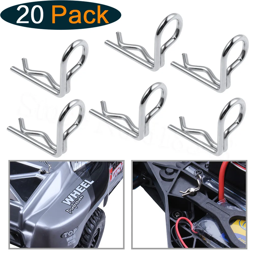 20pcs Rc Body Clips 90 Degree Angle Pins For All 1/8 Scale & Traxxas 1/10 Slash Vxl Rustler
