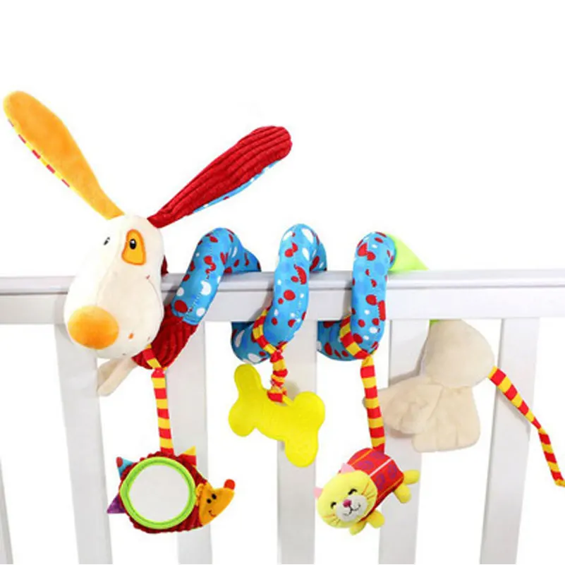 Dog Rattle Bed Stroller Plush Cartoon Rattles Hanging Toys For Newborns Crib Dolls Educational Toys For