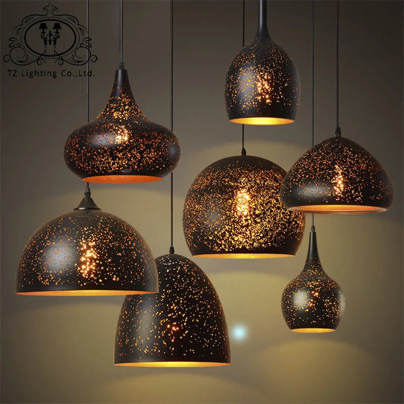 

TZ Vintage Iron Pendant lamps LED E27 industrial black Pendant Lights kitchen living room bedroom Hotel Office restaurant